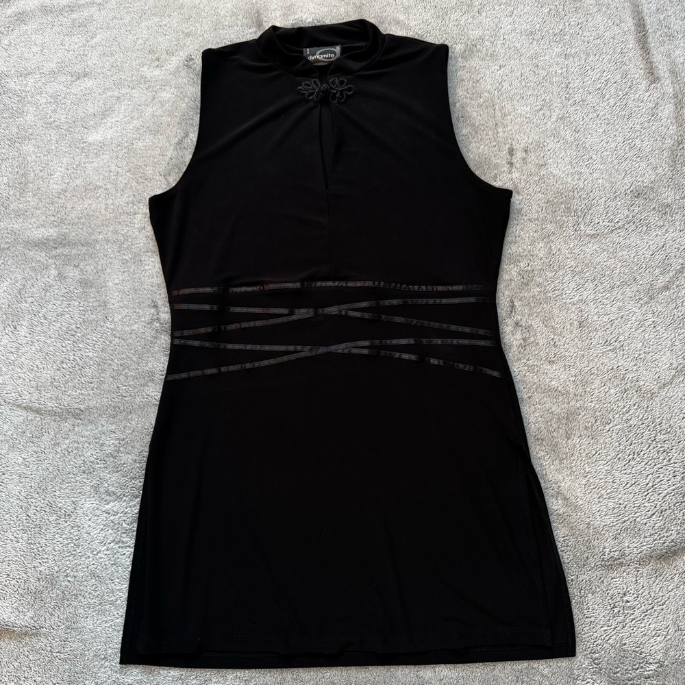 Vintage Y2K Dynamite Black Mock Neck Top with Frog Closure/Slits- Made in Canada